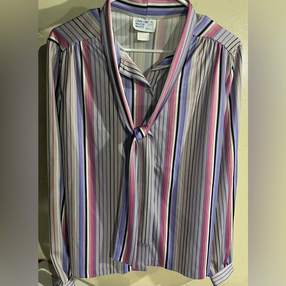 Vintage Cape Cod Match Mates Striped Button-up Shirt